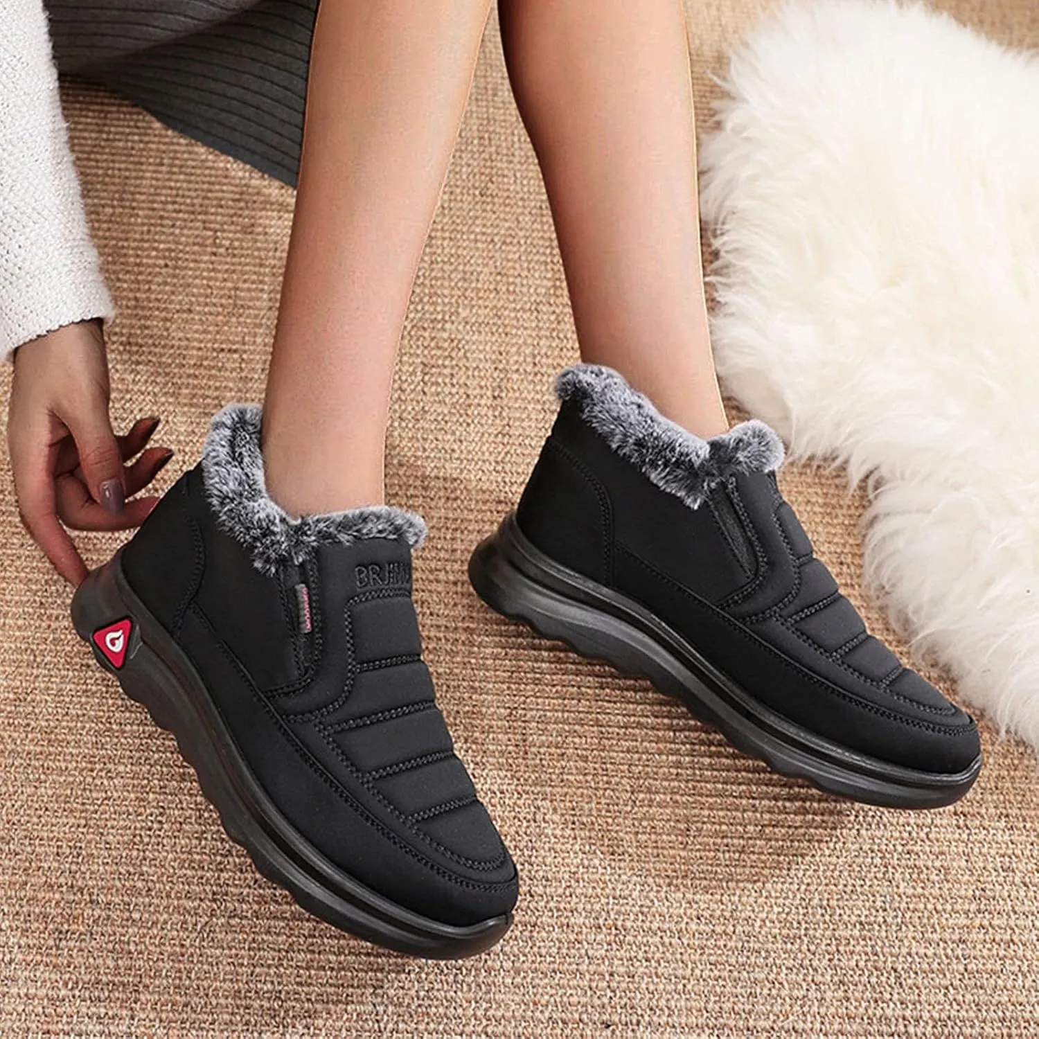 Womens Snow Boots Winter Warm Ankle Boots Platform Sneakers for Women Ladies Waterproof Outdoor Fur Lined Shoes Comfortable Slip On Walking Hiking Shoes Wide Width Winter Boots