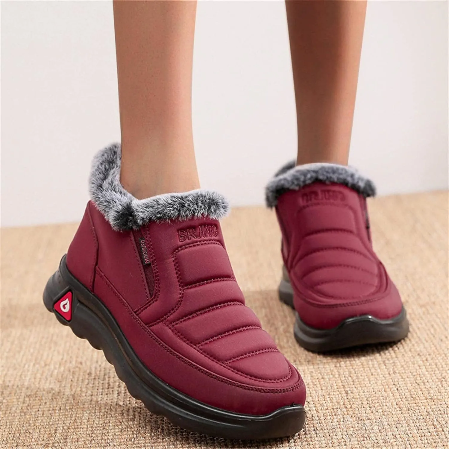 Womens Snow Boots Winter Warm Ankle Boots Platform Sneakers for Women Ladies Waterproof Outdoor Fur Lined Shoes Comfortable Slip On Walking Hiking Shoes Wide Width Winter Boots