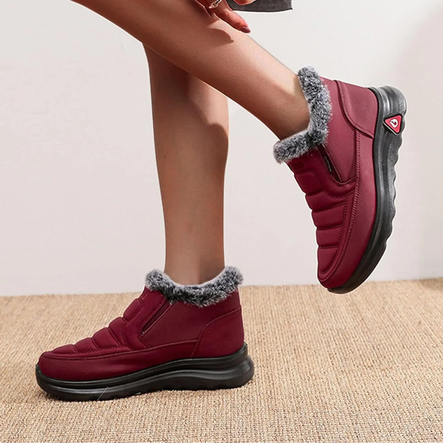 Womens Snow Boots Winter Warm Ankle Boots Platform Sneakers for Women Ladies Waterproof Outdoor Fur Lined Shoes Comfortable Slip On Walking Hiking Shoes Wide Width Winter Boots