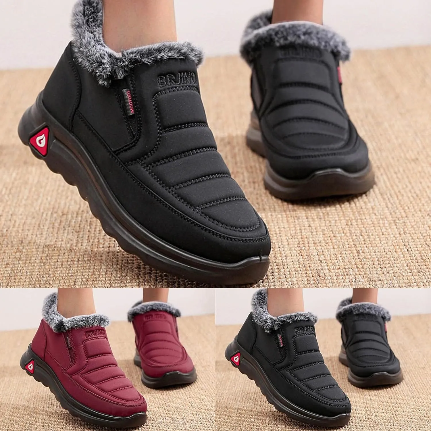 Womens Snow Boots Winter Warm Ankle Boots Platform Sneakers for Women Ladies Waterproof Outdoor Fur Lined Shoes Comfortable Slip On Walking Hiking Shoes Wide Width Winter Boots