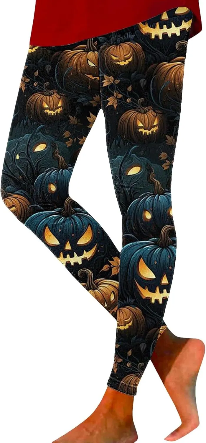 Women's Sugar Halloween Leggings Halloween Print Collection High Waist Women Leggings Printed Halloween Stretchy