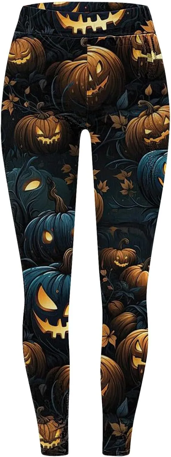 Women's Sugar Halloween Leggings Halloween Print Collection High Waist Women Leggings Printed Halloween Stretchy