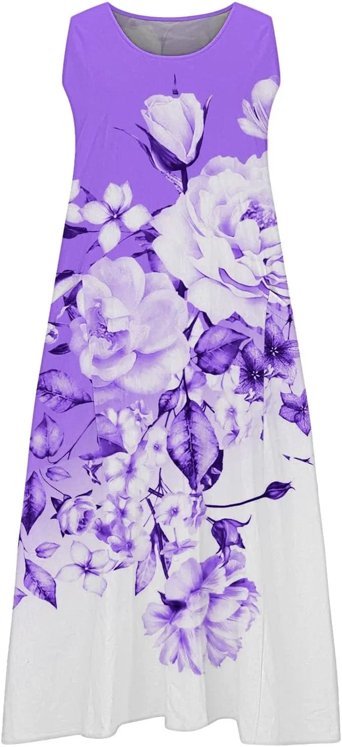 Womens Summer Dresses Summer Dresses for Women Plus Size Beach Dress Casual Sundresses Sexy Sleeveless Dress Flowy