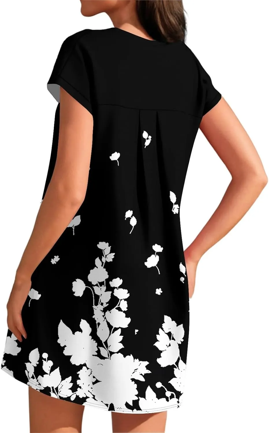 Women's Summer T Shirt Dress Casual Crewneck 2025 Short Sleeve Mini Sundress Loose Fit Mini Dresses with Pocket
