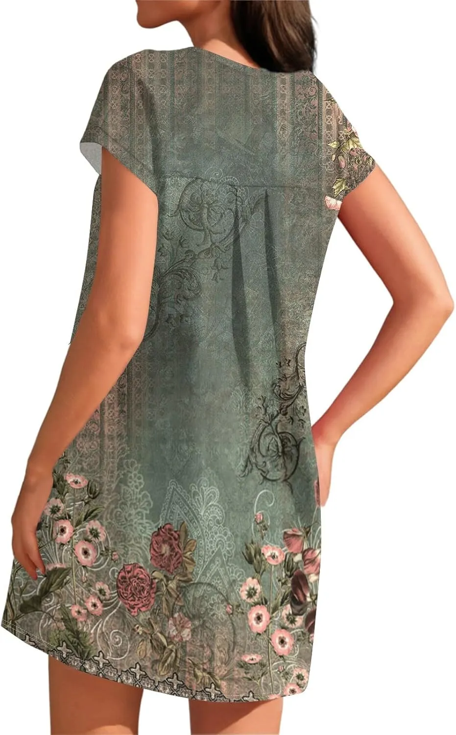 Women's Summer T Shirt Dress Casual Crewneck 2025 Short Sleeve Mini Sundress Loose Fit Mini Dresses with Pocket