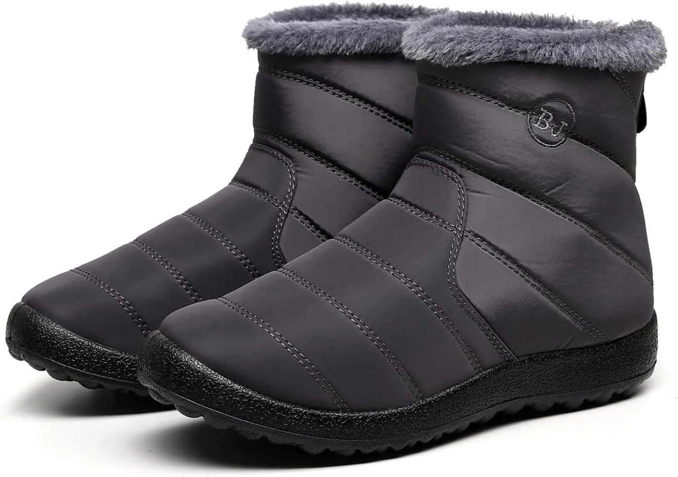 Womens Warm Fleece Lined Winter Snow Boots Water-proof Ankle Boots Outdoor Booties Comfortable Shoes for Women Slip On Walking Shoes Zip Up Flat Boots Anti-Slip Shoes for Christmas Party