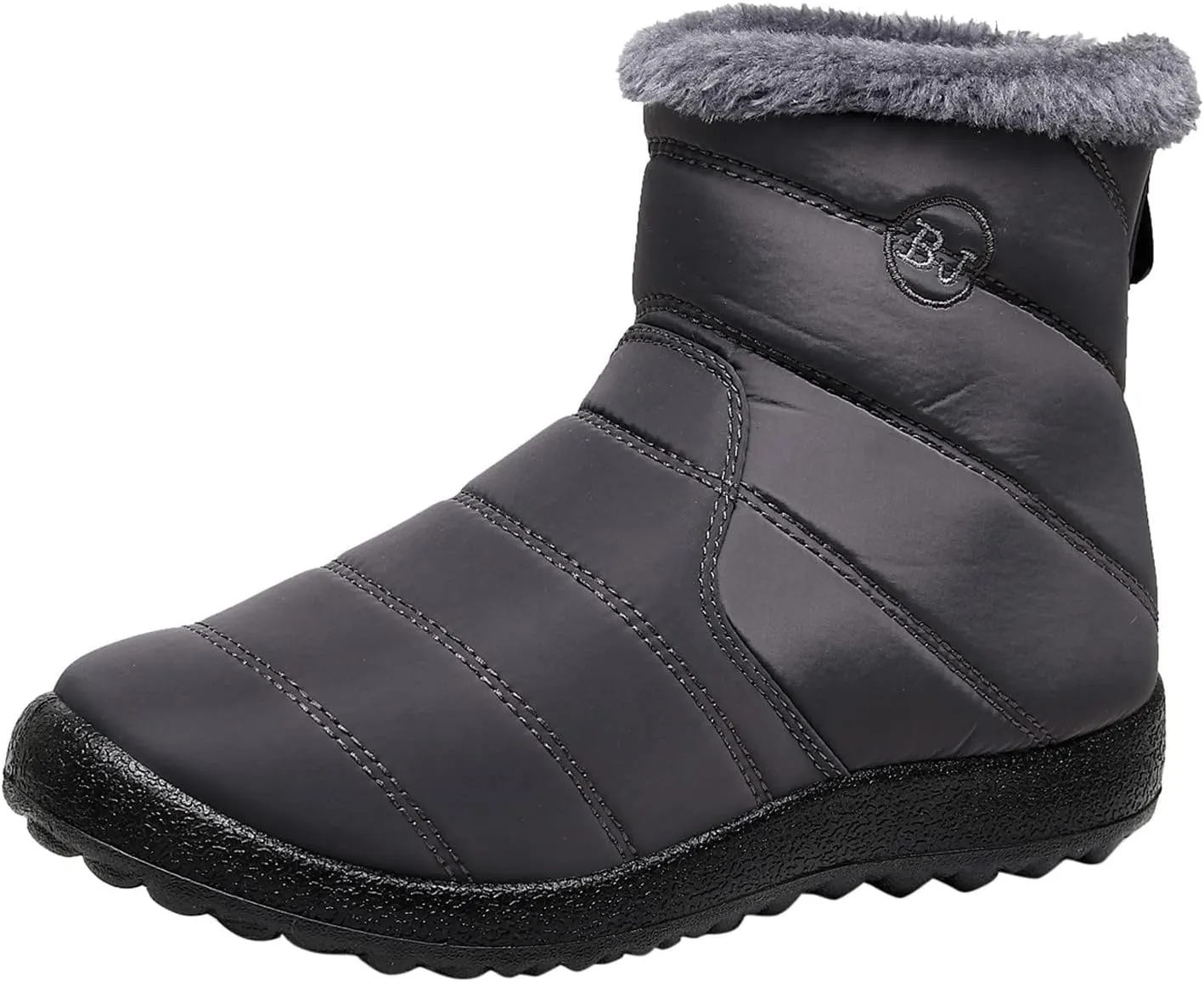 Womens Warm Fleece Lined Winter Snow Boots Water-proof Ankle Boots Outdoor Booties Comfortable Shoes for Women Slip On Walking Shoes Zip Up Flat Boots Anti-Slip Shoes for Christmas Party