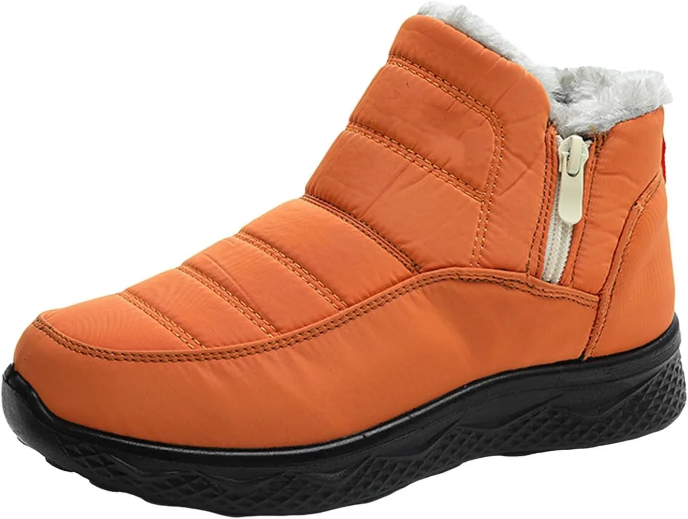 Womens Waterproof Snow Boots, Winter Snow Boots Lightweight Warm Faux Fur Lined Mid-Calf Booties Anti-Slip Cold Weather Comfortable Furry Mid Calf Warm Shoes