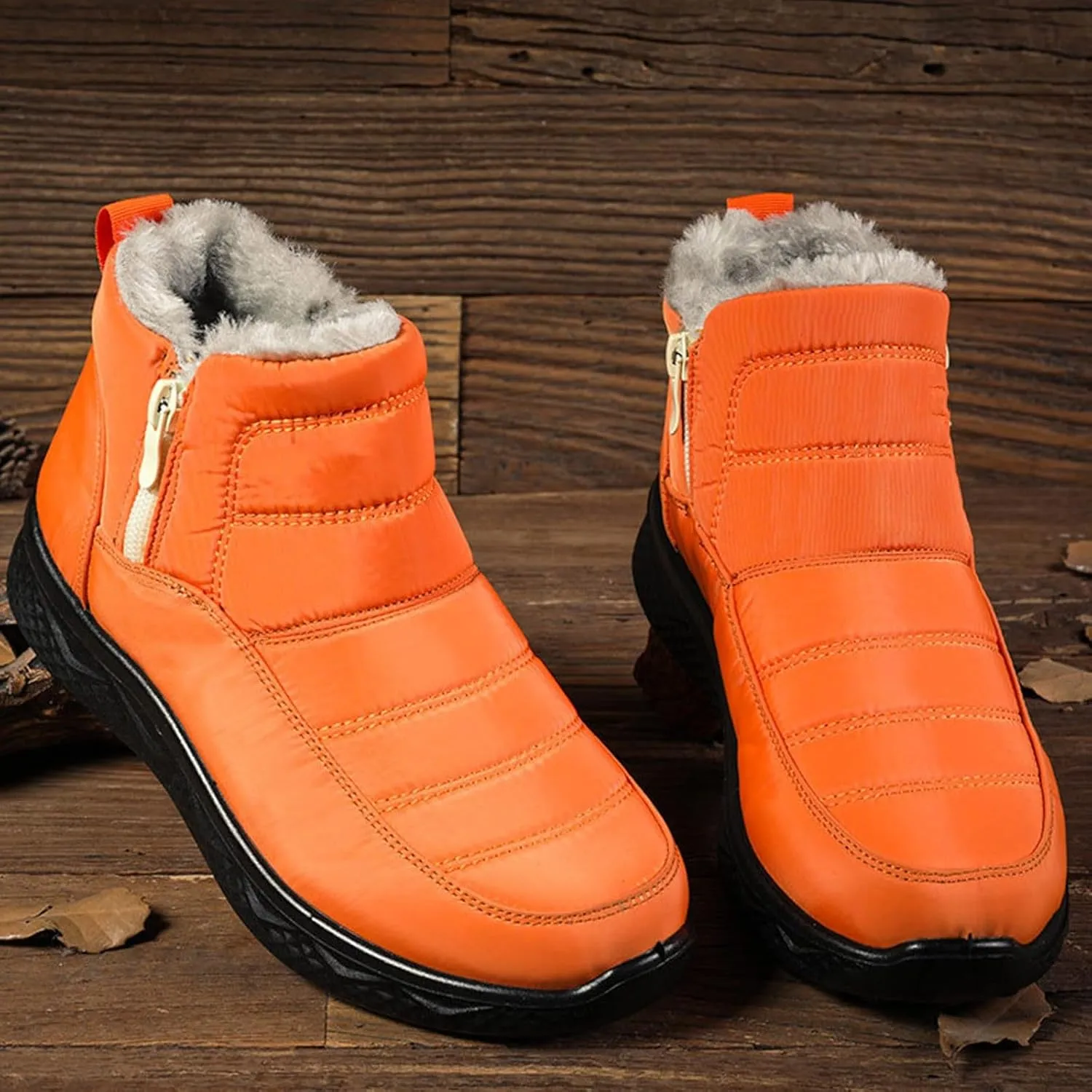 Womens Waterproof Snow Boots, Winter Snow Boots Lightweight Warm Faux Fur Lined Mid-Calf Booties Anti-Slip Cold Weather Comfortable Furry Mid Calf Warm Shoes