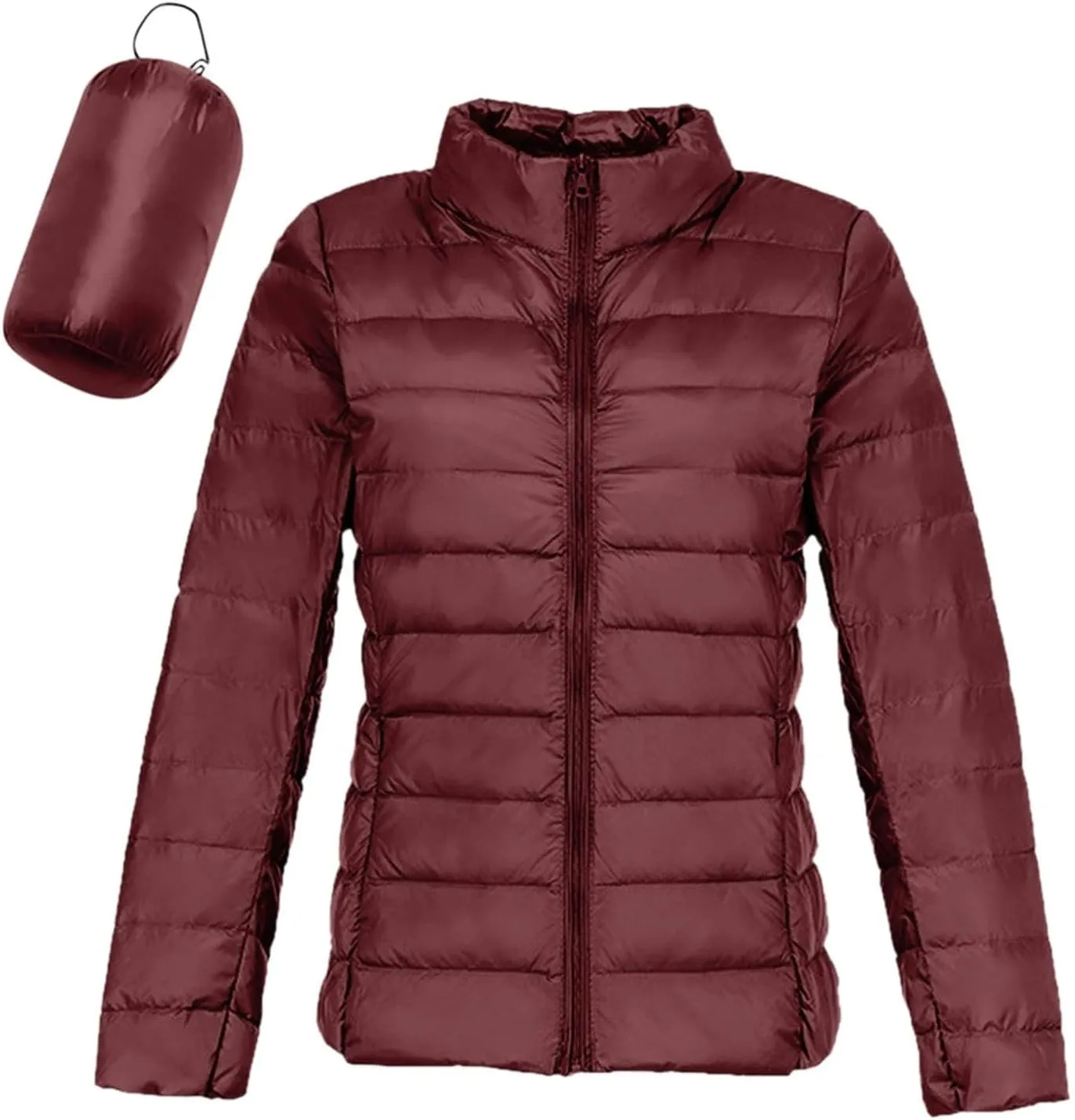 Women's Winter Coats Lightweight Packable Hooded Puffer Jacket Warm Down Coat Ski Coat Long Sleeve Zip Up Quilted Overcoat