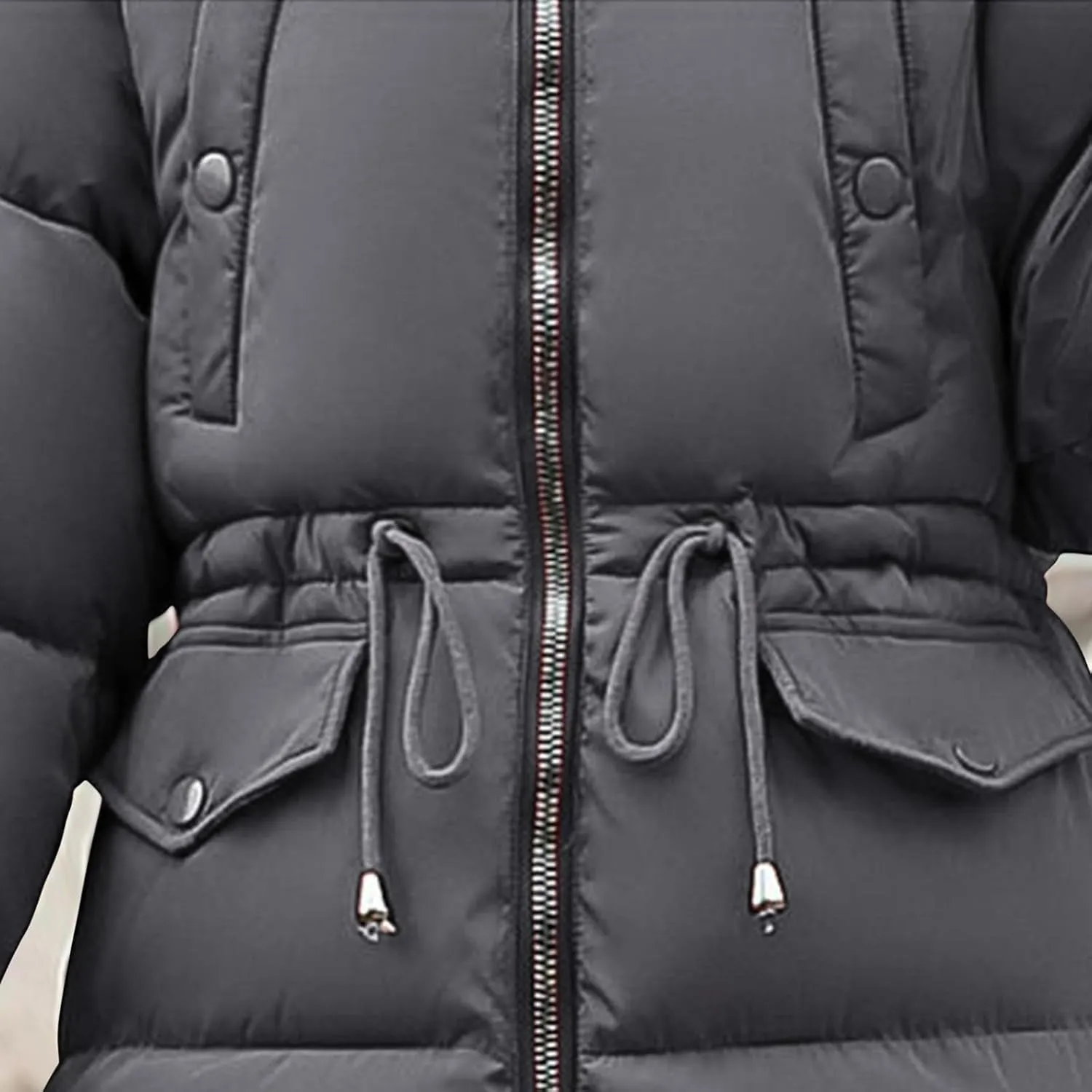 Womens Winter Coats Warm Parkas Hooded Down Padded Winter Jackets Long Quilted Puffer Jacket Coat with Fur Hood