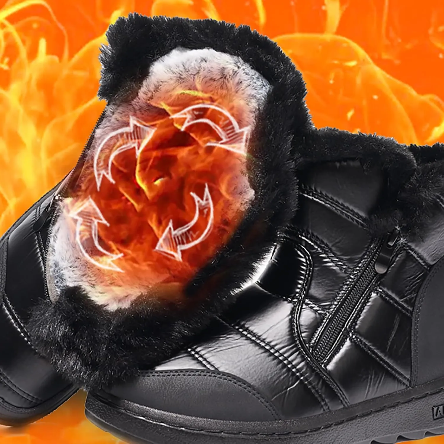 Women's Winter Snow Boots Warm Fleece Lined Ankle Boots Water-proof Mid Calf Booties Comfortable Outdoor Non-Slip Shoes Round Toe Chunky Heel Platform Boots Fashion Sneakers with Side Zipper