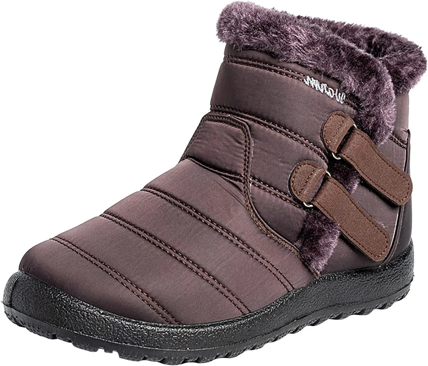 Womens Winter Snow Boots Warm Fleece Lined Short Boots for Women Anti Slip Booties with Double Hook Loop Comfortable Outdoor Shoes for Women Slip On Ankle Booties Mid Calf Boots
