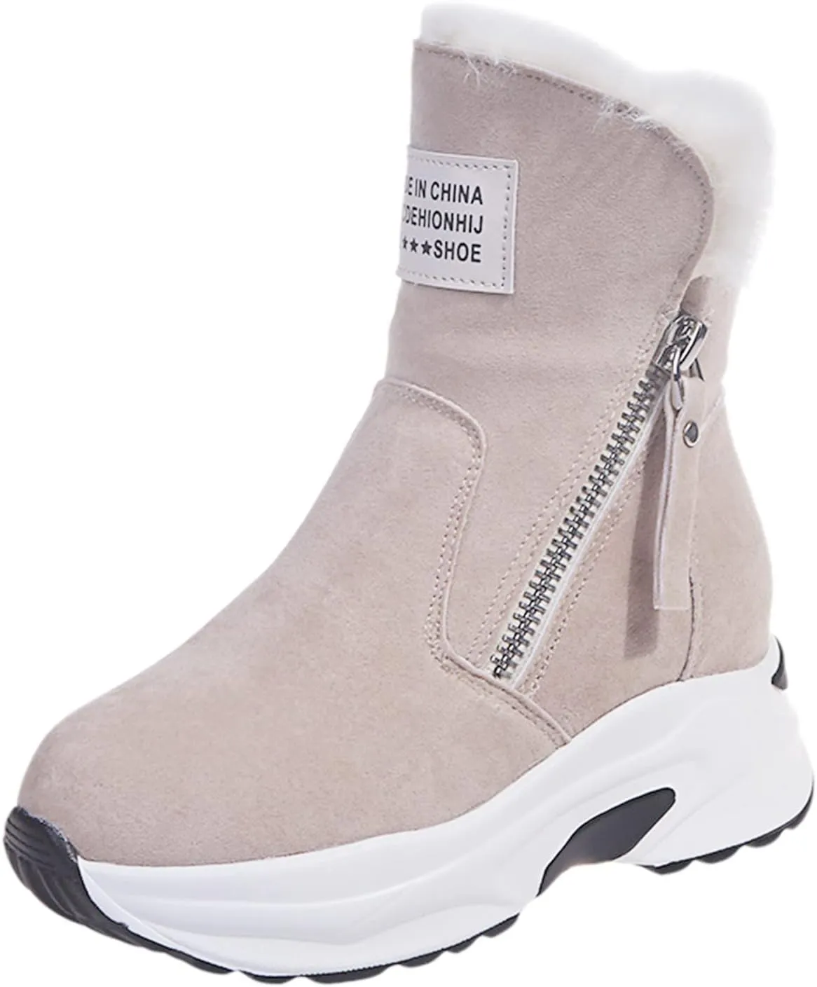 Women's Winter Snow Boots,Warm Faux Fur Lined Waterproof Ankle Booties, Ladies Comfortable Short Boots,Women's Hiking Climbing Shoes Side Zipper Anti-Slip Working Outdoor Boots