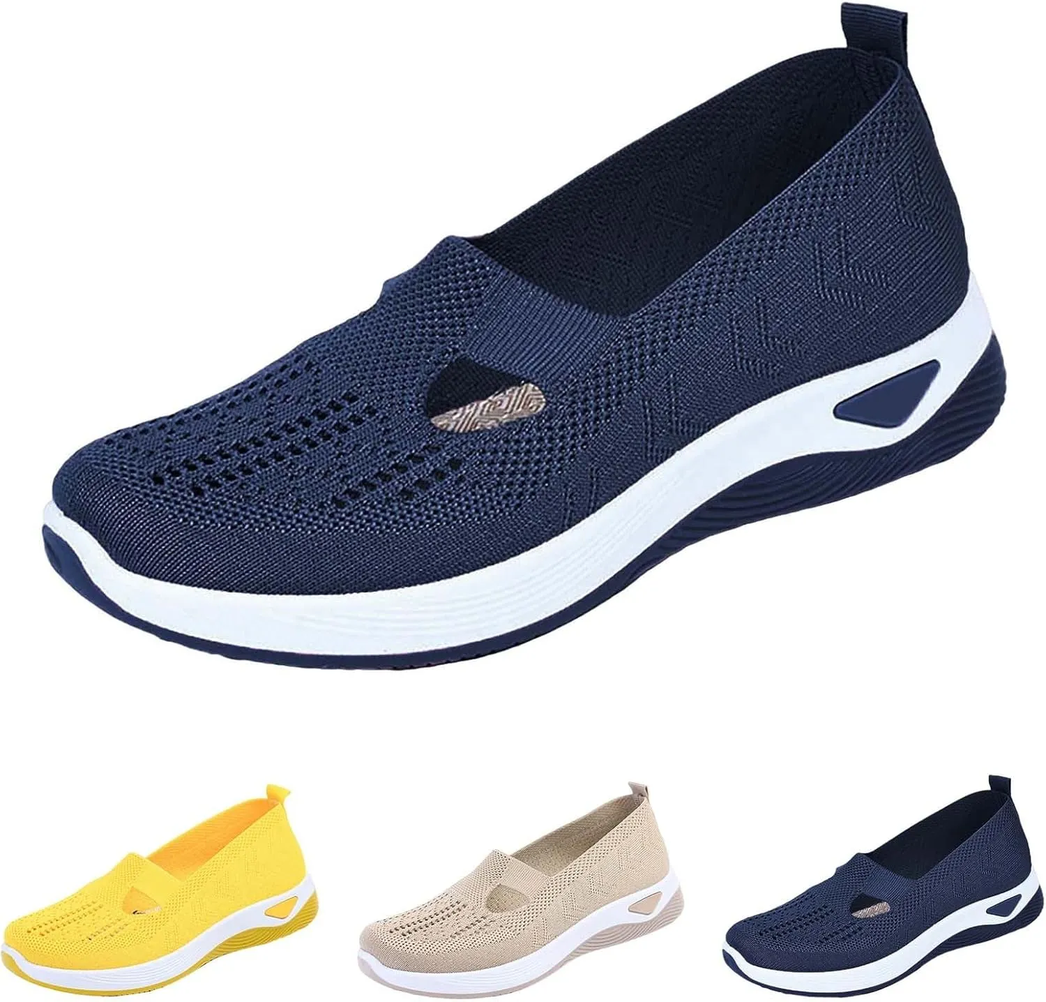 Women's Woven Orthopedic Breathable Soft Shoes Mens Running Shoes Mesh Shoes Dressy Casual Women's Fashion Sneakers White Tennis Shoe Casual Loafers