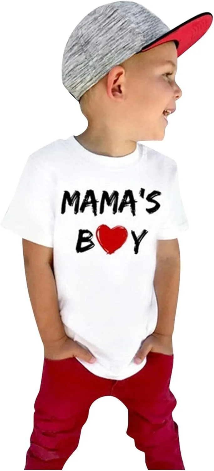 Youth Shirts Sleeve T-Shirts Kids Toddler Boys Letter Tops Tee Mother's Short Boys Tops