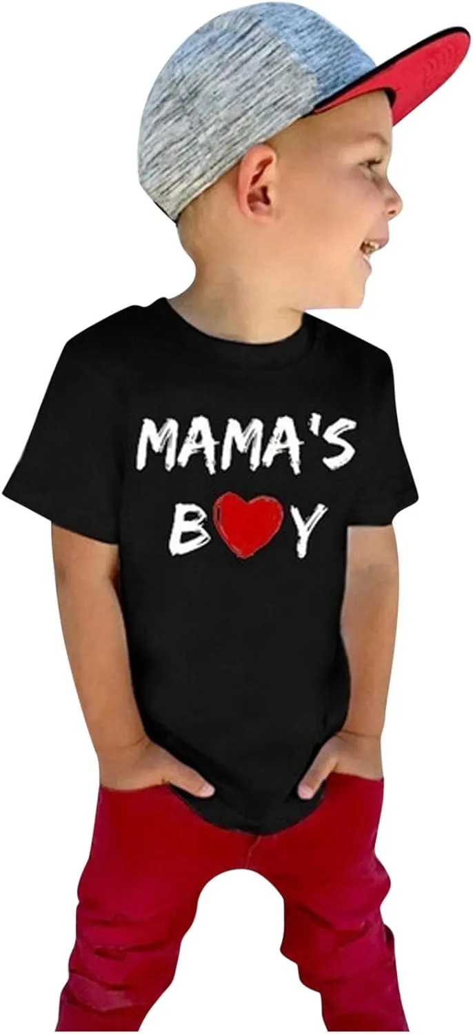 Youth Shirts Sleeve T-Shirts Kids Toddler Boys Letter Tops Tee Mother's Short Boys Tops
