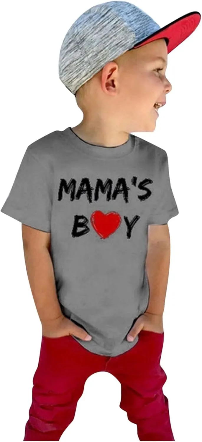 Youth Shirts Sleeve T-Shirts Kids Toddler Boys Letter Tops Tee Mother's Short Boys Tops