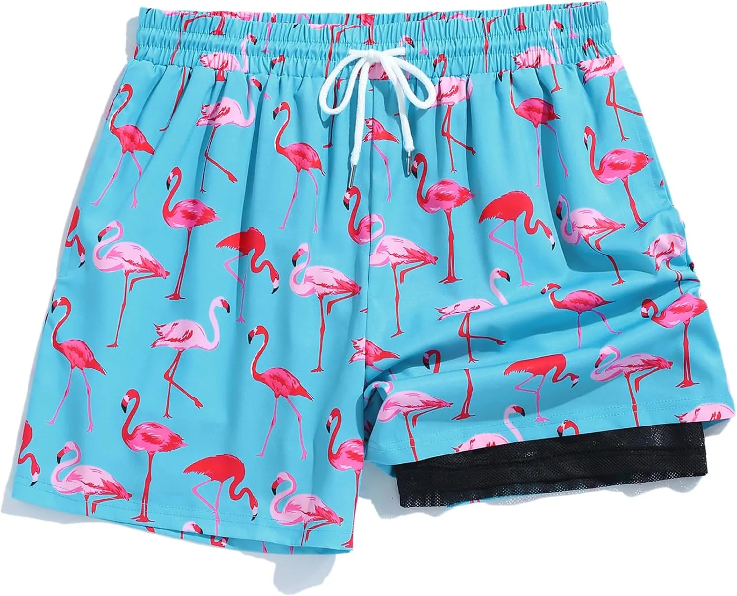 ZAFUL Mens Swim Trunks Quick Dry Swim Shorts Pocket Mesh Lining 2 in 1 Board Short Elastic Waistband Swimwear Bathing Suit