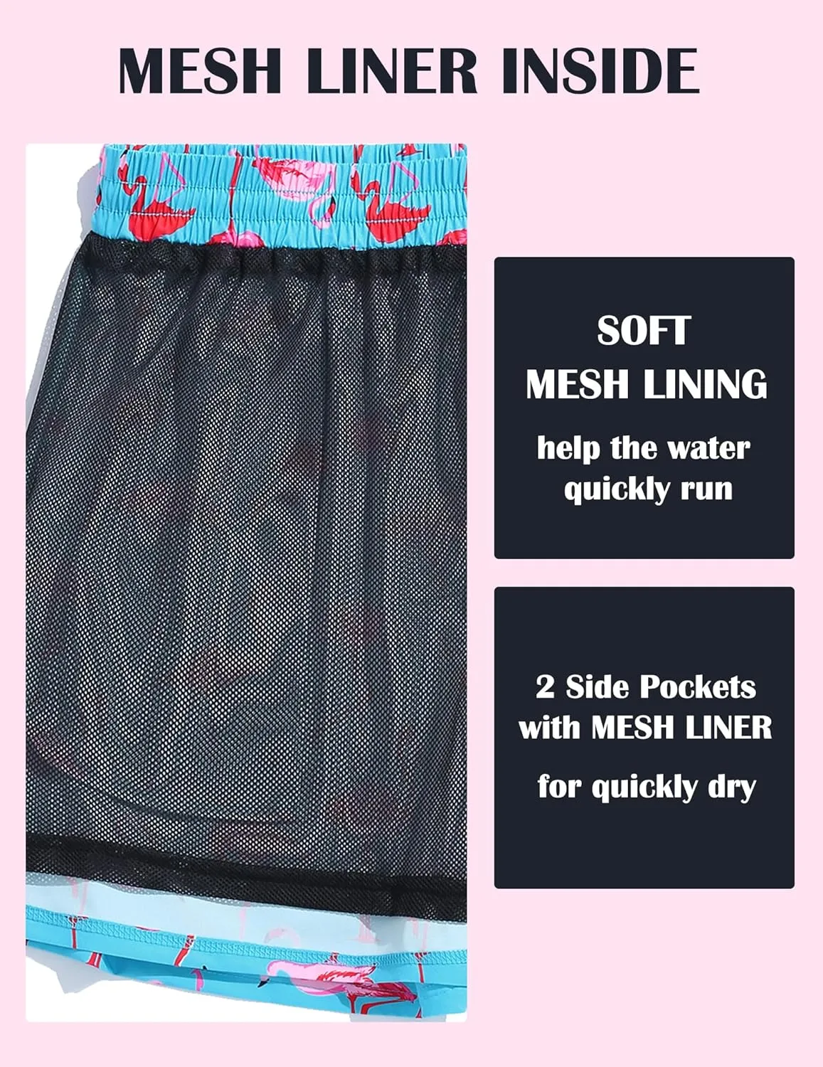 ZAFUL Mens Swim Trunks Quick Dry Swim Shorts Pocket Mesh Lining 2 in 1 Board Short Elastic Waistband Swimwear Bathing Suit