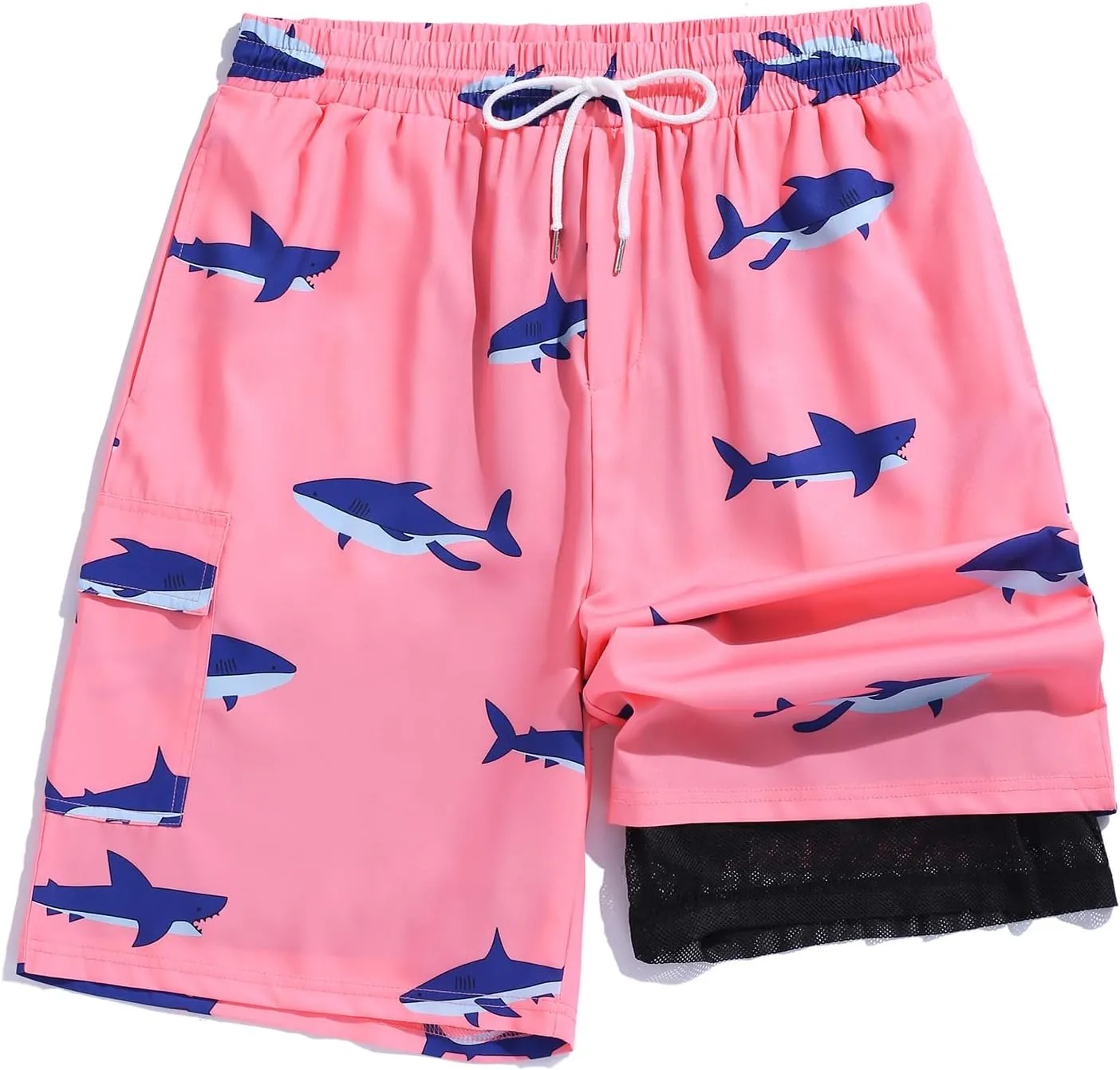 ZAFUL Mens Swim Trunks with Mesh Liner Quick Dry Swim Shorts with Pockets 2 in 1 Beach Shorts Elastic Waistband Board Shorts
