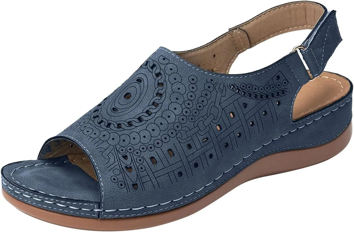 ZBYY Womens Wedge Sandals Slip on Gladiator Platform Sandals Comfortable Beach Ankle Strap Outdoor Wedge Shoes Dressy Summer
