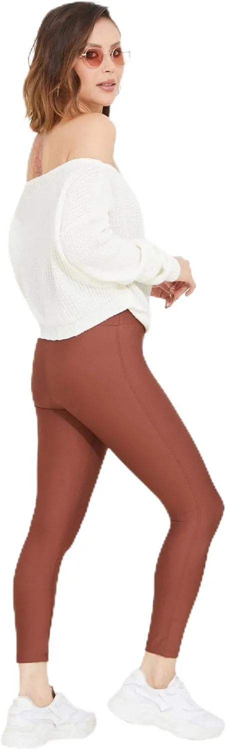 zenne.com Lare Leggings for Women - High Waisted Leggings Yoga Pants Womens Leggings Dark Rose/Small
