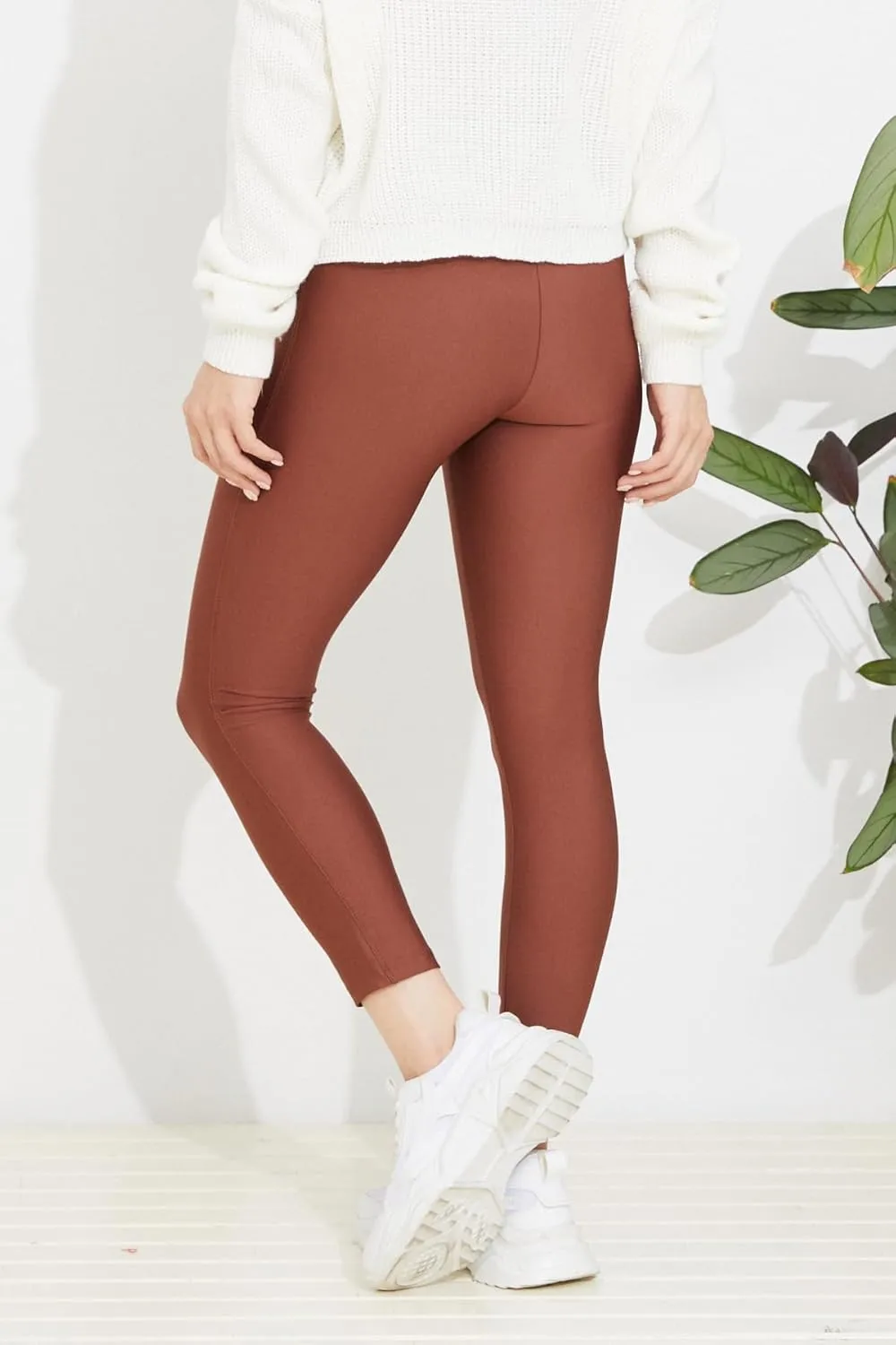 zenne.com Lare Leggings for Women - High Waisted Leggings Yoga Pants Womens Leggings Dark Rose/Small