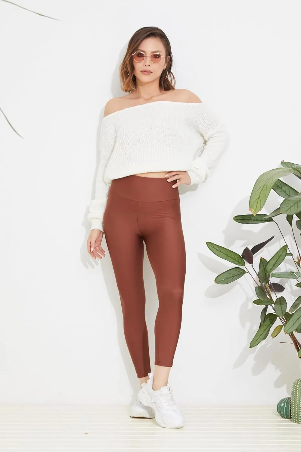 zenne.com Lare Leggings for Women - High Waisted Leggings Yoga Pants Womens Leggings Dark Rose/Small