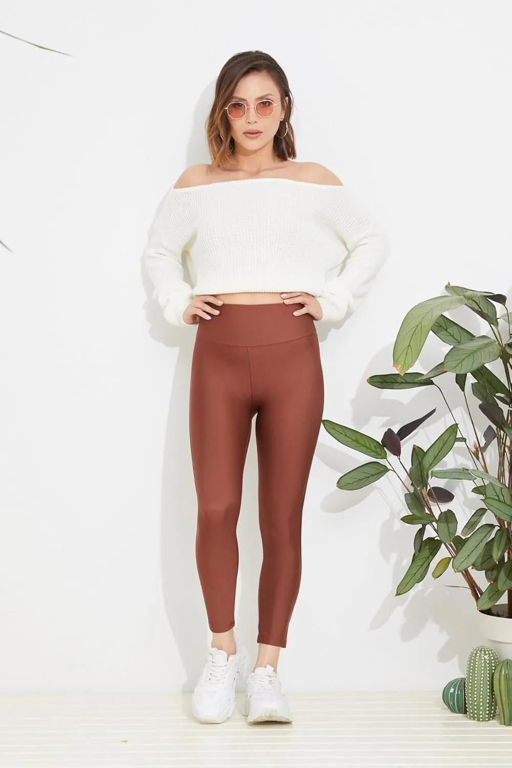 zenne.com Lare Leggings for Women - High Waisted Leggings Yoga Pants Womens Leggings Dark Rose/Small